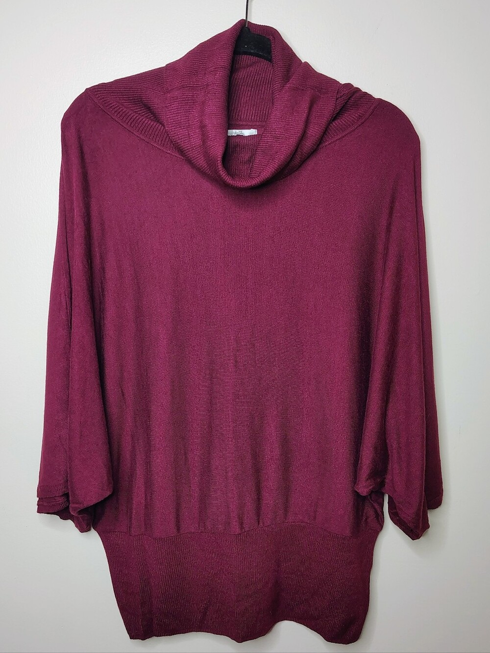 Metro 7 XL Burgundy Cowl Neck Dolman Sweater Tunic Ribbed Hem
